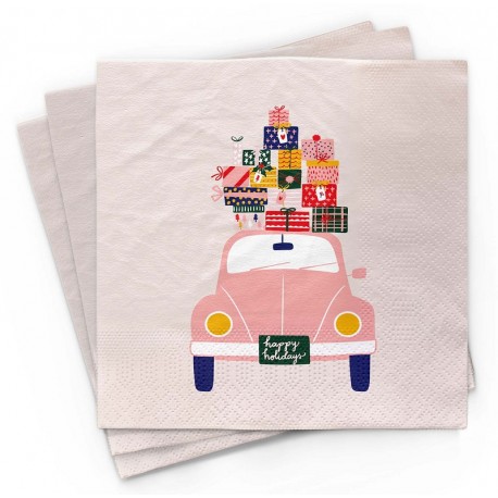 20 Serviettes 100% Bambou 33x33 cm Christmas Car - Chic Mic