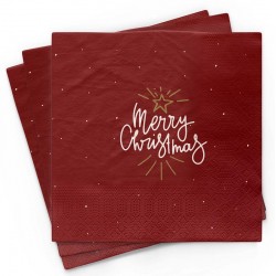 20 Serviettes 100% Bambou 33x33 cm Merry Christmas - Chic Mic