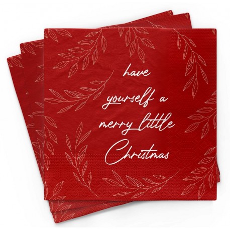 20 Serviettes 100% Bambou 33x33 cm Merry Little Christmas - Chic Mic