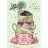 Cards - Happy Birthday (bird & tea cups)