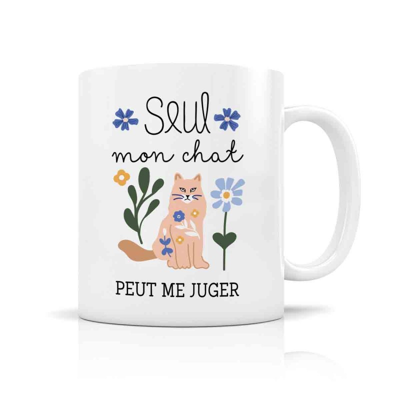 Mug en céramique 35cl seul mon chat peut me juger de Créabisontine imprimé  en France