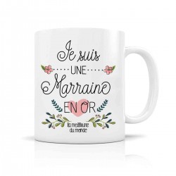 Mug ceramic 350ml - Je suis une marraine en or