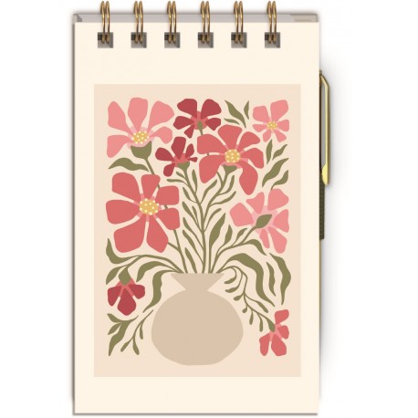 Bloc notes à spirales & stylo - Flower Market (Camellia) 