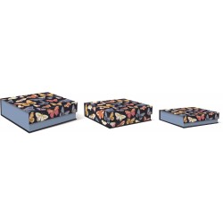 Set de 3 boîtes carrées gigognes GM - Gypsy Butterflies Navy