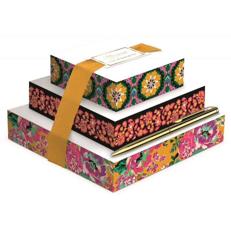 Set de 3 blocs mémo et stylo motif floraux inspiration Mexique