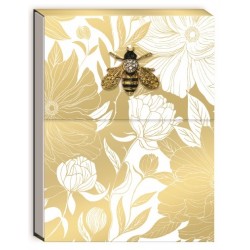 Pocket Carnet de notes avec broche - Golden Botanical (white dahlias)