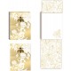Pocket Carnet de notes avec broche - Golden Botanical (white dahlias)