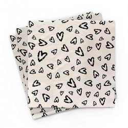 20 Serviettes 100% Bambou 33x33 cm Lots of love - Chic Mic