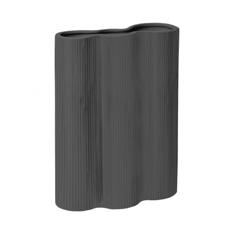 Vase en céramique strié 12x12x23.5 cm Anthracite - Chic Mic