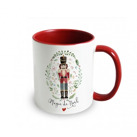 Mug céramique 350ml (int/anse rouge) - Magie noël