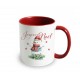 Mug ceramic 350ml (red inside and handle) - Joyeux Noël (bonhomme)