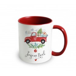 Mug ceramic 350ml (red inside and handle) - Joyeux Noël (pick-up)