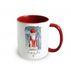 Mug céramique 350ml (int/anse rouge) - Saint Nicolas