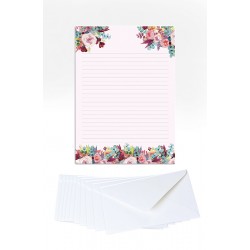 Papier à lettres (20 feuilles&10 enveloppes) - Floral rose