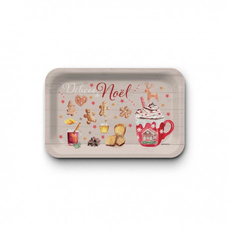 Plateau rectangulaire kraft (28x18 cm) - Délices de Noël