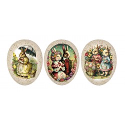 Set of 12 easter eggs Family Rabbit - 15 cm - 3 designs assorted
