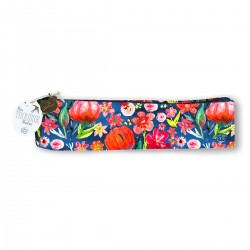 Pencil case in cotton - Floral folk