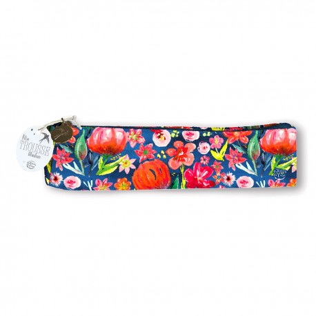Pencil case in cotton - Floral folk