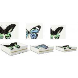 Set de 3 boîtes carrées gigognes GM - Blue Mint Butterfly