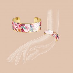 Brass bracelet 20mm - Floral (rose)
