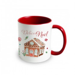 Mug ceramic 350ml (red inside and handle) - Délices Noël