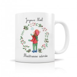 Mug ceramic 350ml - Belle nuit de Noël (joyeux Noël maîtresse)
