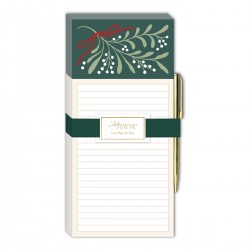 List pad with pen - Winter Market (Green Mistletoe)