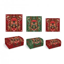Set 3 malles rectangulaires gigognes GM avec anse - Christmas floral