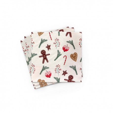 20 Serviettes 100% Bambou 33x33 cm Gingerbread - Chic Mic