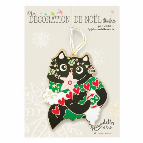 Décoration de Noël à suspendre (10 cm) - Maison bonbon (chat)