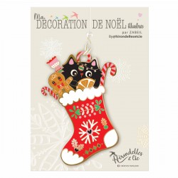 Décoration de Noël à suspendre (10 cm) - Noël Funky (chat chaussette)