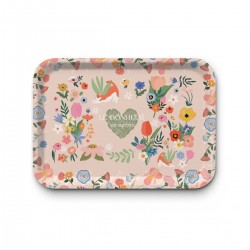 Plateau rectangulaire kraft (42x30 cm) - Le bonheur est partout