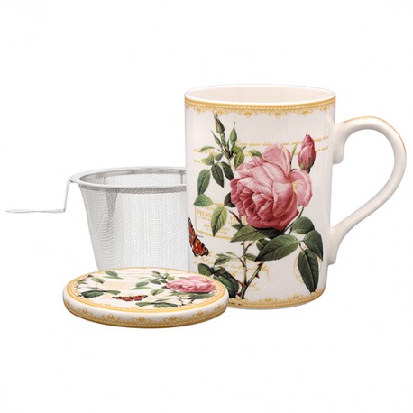 Mug coaster and infuser set - Redoute Rose