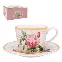 Coffret 1 tasse et soucoupe en porcelaine - Redoute Rose