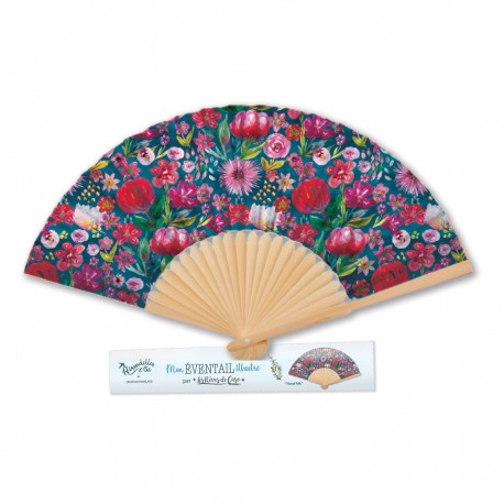 Fan (23cm / Wood / Paper bag & printing / Laser Logo) - Florale Folk