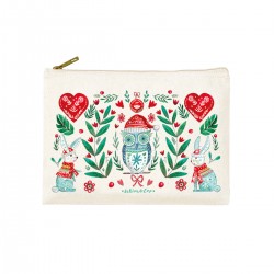 Trousse rectangulaire PM (20x13 cm) - Noël Folk (chouette)