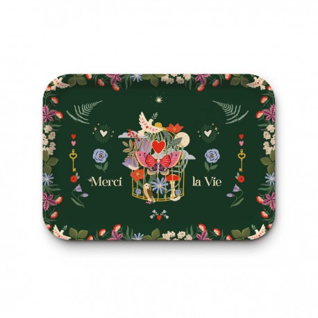Tray recycled kraft (brillo 42x30 cm) - Les arcanes du coeur (merci)