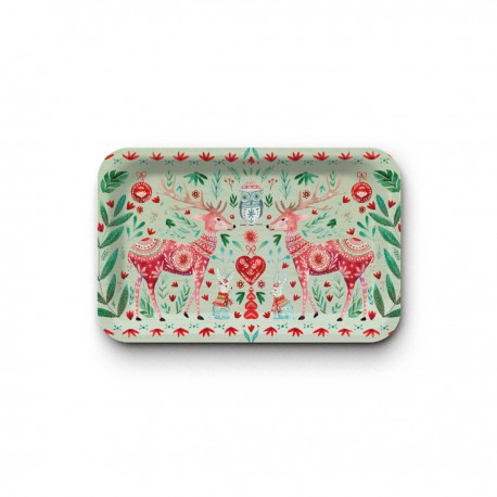 Plateau rectangulaire kraft (mate 28x18 cm) - Noël Folk