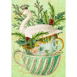 Carte double GM et enveloppe Noël - White Swan