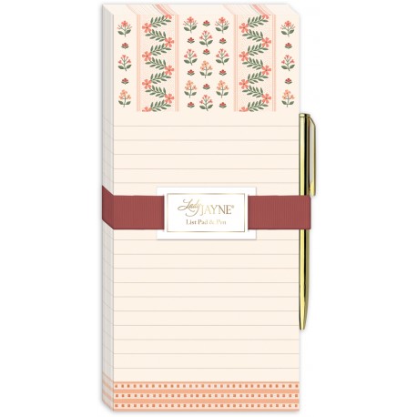 List pad with pen - Sweet boutique (Coral stripe)