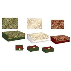 Set of 5 nested rectangular boxes - Gold Christmas scroll