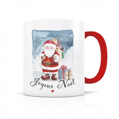 Mug céramique 350ml (int/anse rouge) - Joyeux Noël