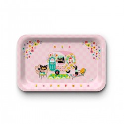 Plateau rectangulaire kraft (28x18 cm) - Retro love