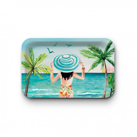 Plateau rectangulaire (28x18 cm) - Femme à la plage