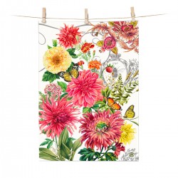 Torchon 100% coton - Dahlias