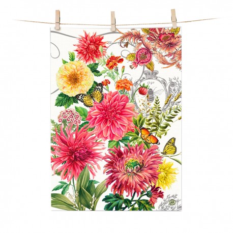 Torchon 100% coton - Dahlias