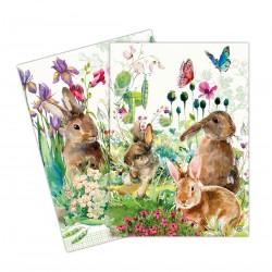 Set de 2 torchons assortis 100% coton - Bunny Meadow