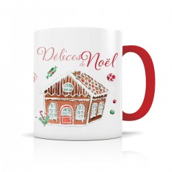 Mug ceramic 350ml (red inside and handle) - Délices Noël