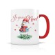 Mug céramique 350ml (int/anse rouge) - Joyeux Noël (bonhomme)