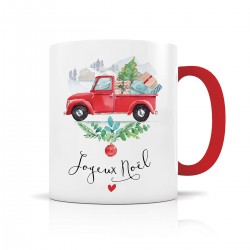 Mug céramique 350ml (int/anse rouge) - Joyeux Noël (pick-up)